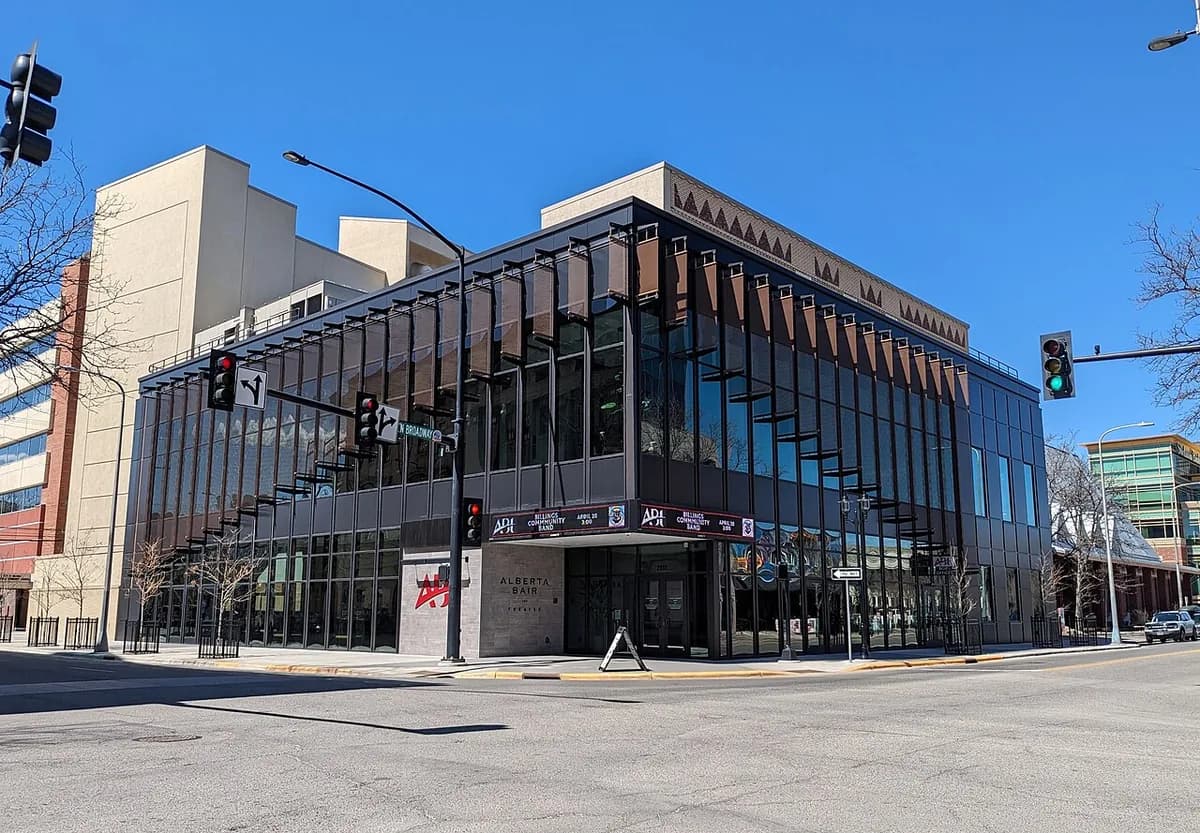 Alberta Bair Theater downtown street corner in Billings, Montana