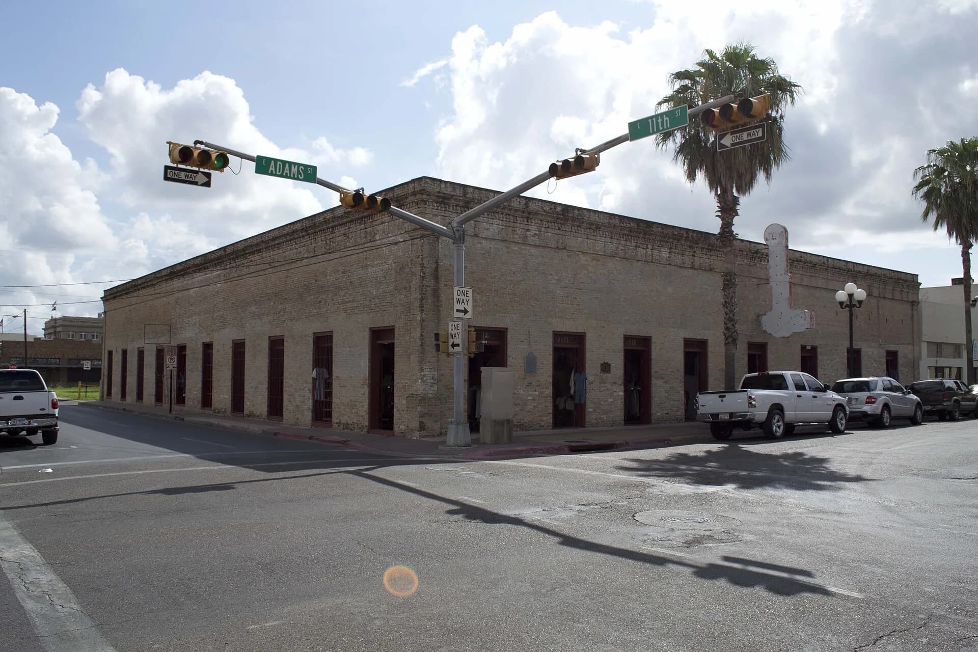 Historic Miguel Fernandez Hide Yard building downtown in Brownsville, Texas