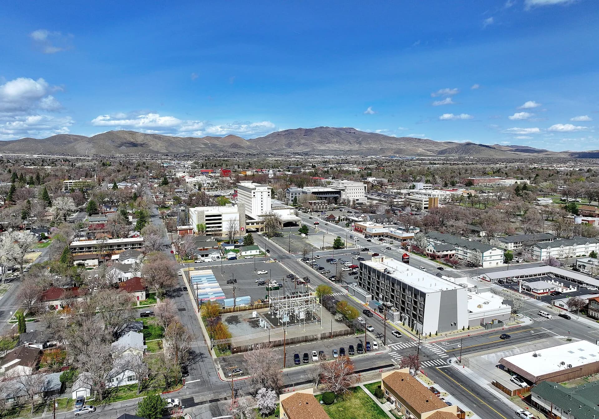 Elevated skyline of Carson City with mountains in Carson City, Nevada