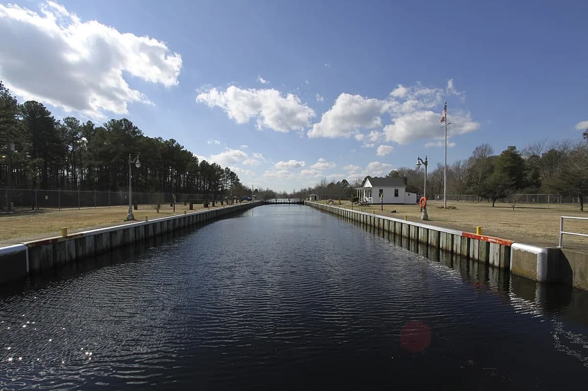 Deep Creek lock on the Dismal Swamp Canal in Chesapeake, Virginia
