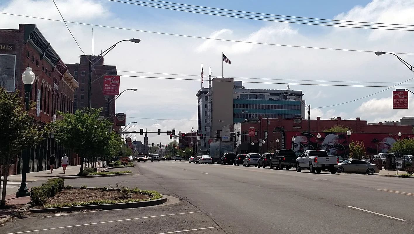 Garrison Avenue downtown street scene in Fort Smith, Arkansas
