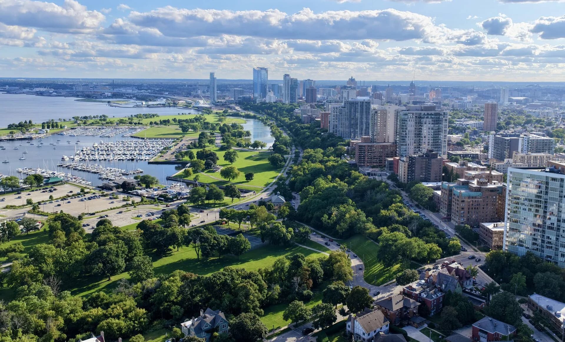 Lakefront cityscape in Milwaukee, Wisconsin