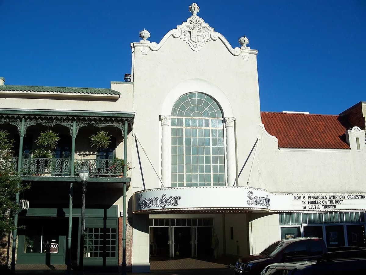 Saenger Theatre facade downtown in Pensacola, Florida