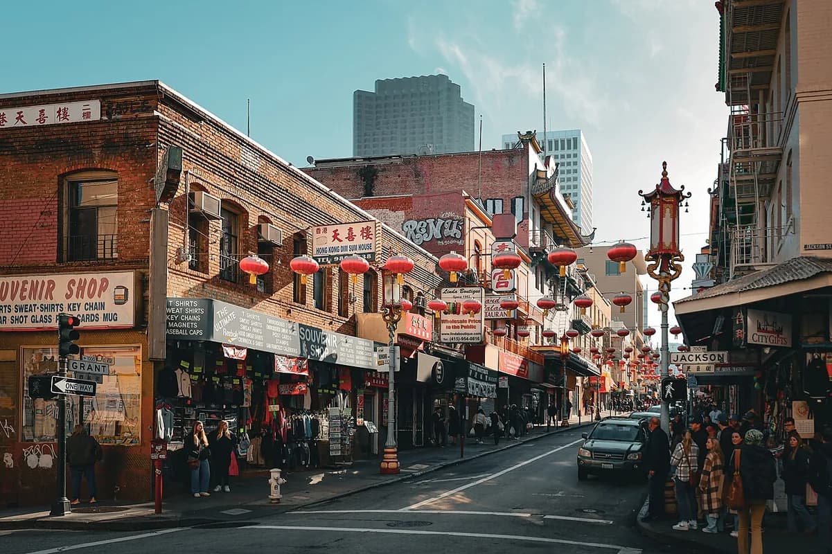 Chinatown street scene in San Francisco, California