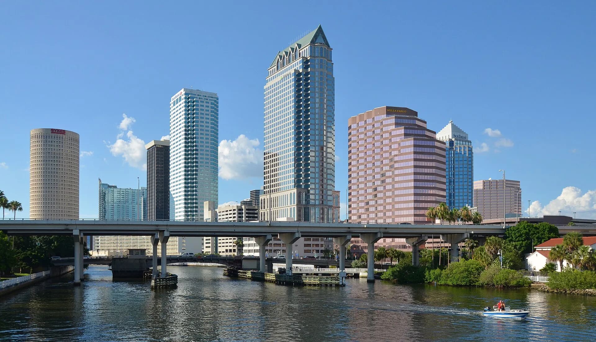 Downtown Tampa skyline over the Hillsborough River in Tampa, Florida