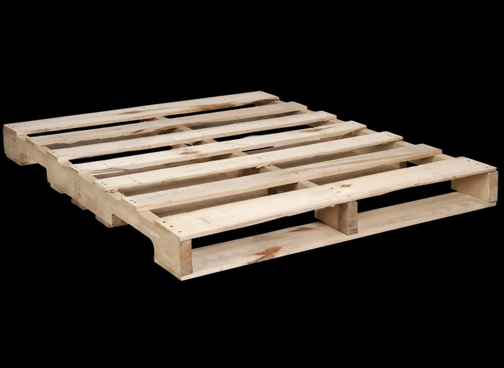 Light pine 48 x 40 Grade A 4-way wood pallet with evenly spaced deck boards